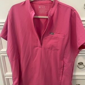 Figs Vibrant Pink Scrub Top